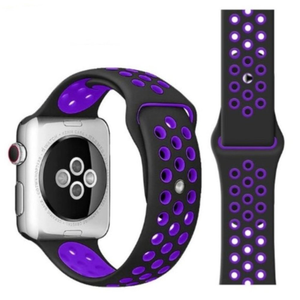 NEW[BAND] Purple-BK Sport Silicone For Apple Watch